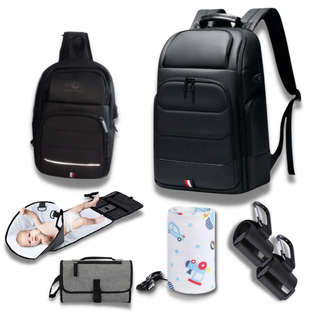 Kobe Bag, multifunctional, laptop bag, diaper bag, active dad, bag for fathers, bag for men, unisex diaper bag, insulated bottle pockets, stroller straps, changing pad, bottle warmer