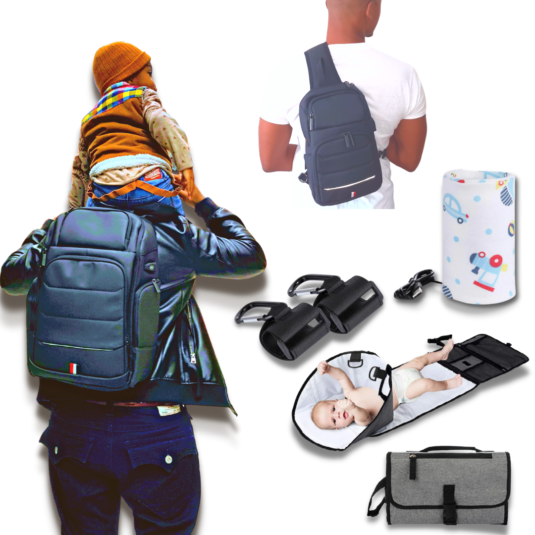 Kobe Bag, multifunctional, laptop bag, diaper bag, active dad, bag for fathers, bag for men, unisex diaper bag, insulated bottle pockets, stroller straps, changing pad, bottle warmer