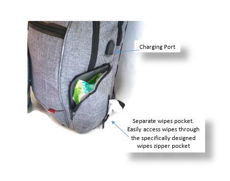 Jaden Bag - Backpack Diaper Bag - best diaper bag - laptop bag - charging port - travel bag - work bag | Bags for Dads | WSEL bags